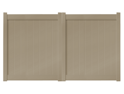 6' Tall x 8' Wide Double Drive Swing Vinyl Gate For Vinyl Fences (AFC-6COS) - Adobe