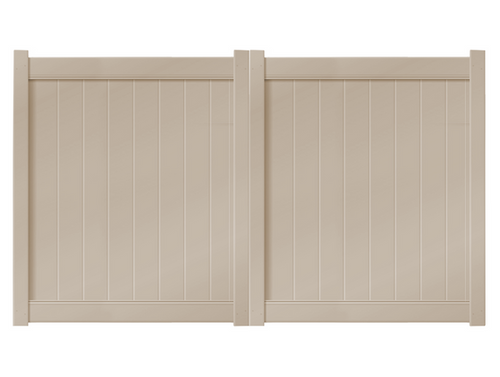 6' Tall x 8' Wide Double Drive Swing Vinyl Gate For Vinyl Fences (AFC-6COS) - Tan