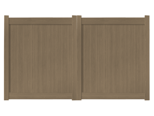 10’ x 6’ Weathered Cedar Double Drive Vinyl Gate