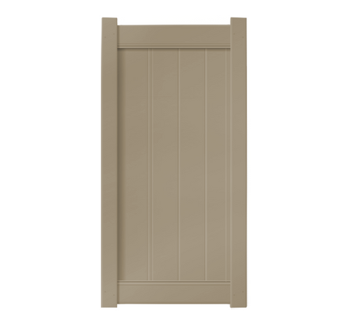 6' Tall x 3' Wide Single Swing Vinyl Gate For Vinyl Fences (AFC-6COS) - Adobe