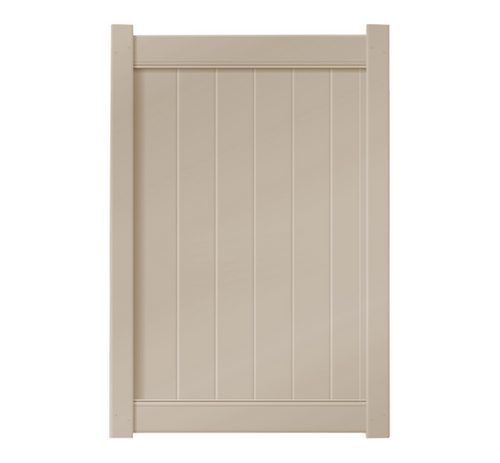 6' Tall x 4' Wide Single Swing Vinyl Gate For Vinyl Fences (AFC-6COS) - Tan