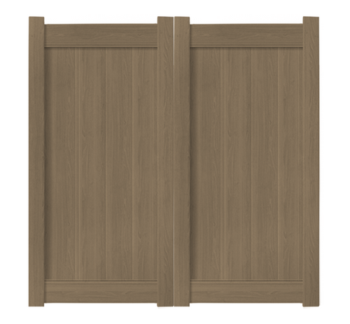 6’ x 6’ Weathered Cedar Double Drive Vinyl Gate
