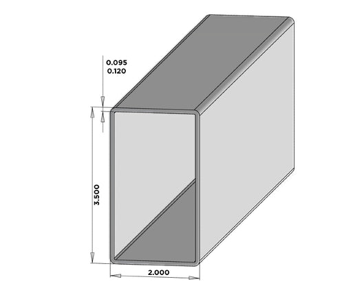 2" x 3-1/2" x 72" x .095 Routed Hollow Utility Top & Bottom Rail For Vinyl Fences (AFC-17) - BUY PER PIECE (EACH) / White
