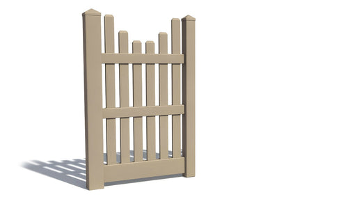 5' Tall x 3' Wide Single Swing Vinyl Gate For Vinyl Fences (AFC-003) - Adobe