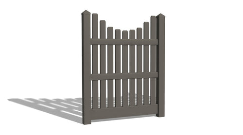 5' Tall x 4' Wide Single Swing Vinyl Gate For Vinyl Fences (AFC-003) - Dark Gray