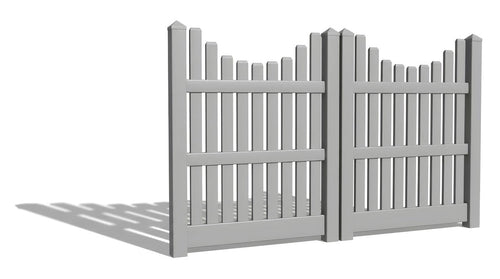 5' Tall x 8' Wide Double Drive Swing Vinyl Gate For Vinyl Fences (AFC-003) - Light Gray