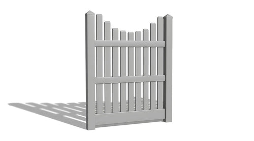 5' Tall x 4' Wide Single Swing Vinyl Gate For Vinyl Fences (AFC-003) - Light Gray