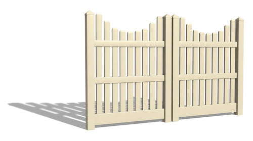 5' Tall x 8' Wide Double Drive Swing Vinyl Gate For Vinyl Fences (AFC-003) - Tan