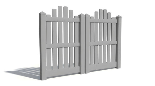 5' Tall x 6' Wide Double Drive Swing Vinyl Gate For Vinyl Fences (AFC-004) - Light Gray