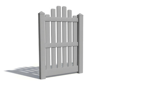 5' Tall x 3' Wide Single Swing Vinyl Gate For Vinyl Fences (AFC-004) - Light Gray