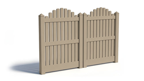 5' Tall x 8' Wide Double Drive Swing Vinyl Gate For Vinyl Fences (AFC-004) - Adobe
