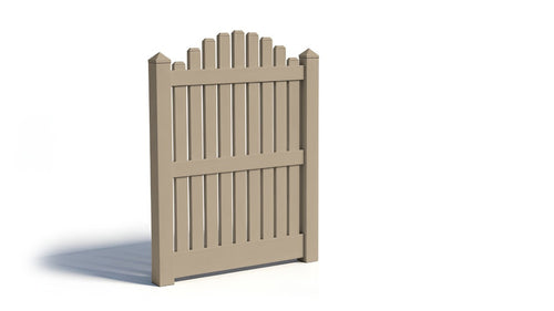 5' Tall x 4' Wide Single Swing Vinyl Gate For Vinyl Fences (AFC-004) - Adobe
