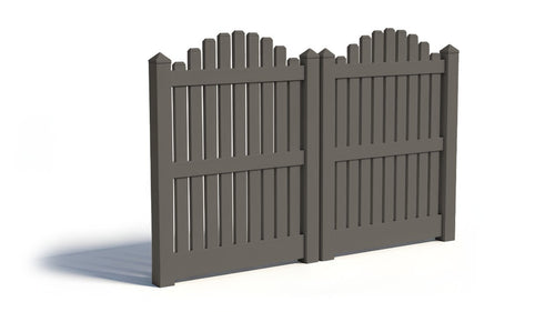 5' Tall x 8' Wide Double Drive Swing Vinyl Gate For Vinyl Fences (AFC-004) - Dark Gray