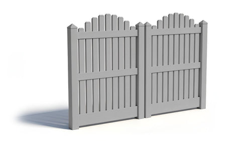 5' Tall x 8' Wide Double Drive Swing Vinyl Gate For Vinyl Fences (AFC-004) - Light Gray