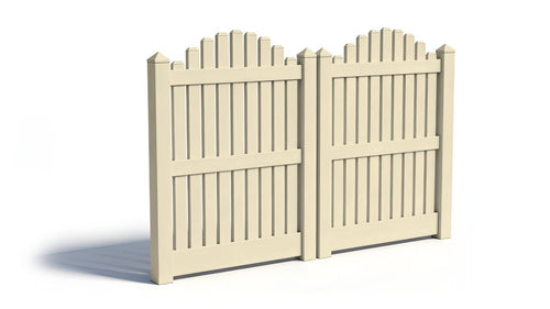 5' Tall x 8' Wide Double Drive Swing Vinyl Gate For Vinyl Fences (AFC-004) - Tan