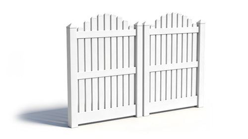 5' Tall x 8' Wide Double Drive Swing Vinyl Gate For Vinyl Fences (AFC-004) - White