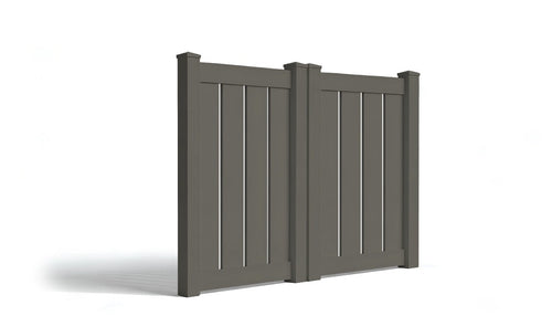 5' Tall x 6' Wide Double Drive Swing Vinyl Gate For Vinyl Fences (AFC-006) - Dark Gray