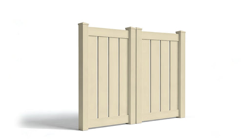 5' Tall x 6' Wide Double Drive Swing Vinyl Gate For Vinyl Fences (AFC-006) - Tan