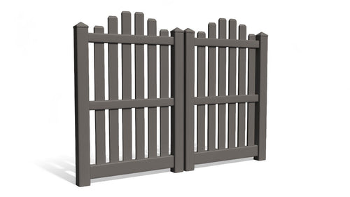 6' Tall x 6' Wide Double Drive Swing Vinyl Gate For Vinyl Fences (AFC-012) - Dark Gray
