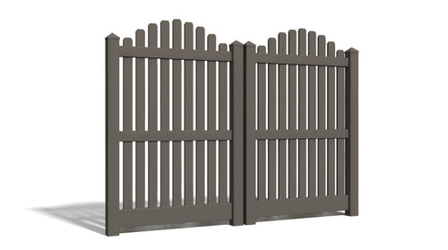 6' Tall x 8' Wide Double Drive Swing Vinyl Gate For Vinyl Fences (AFC-012) - Dark Gray