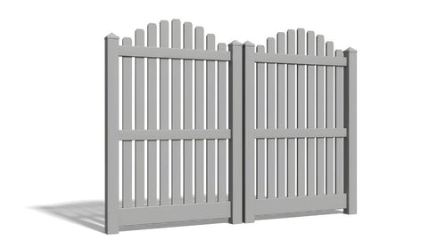 6' Tall x 8' Wide Double Drive Swing Vinyl Gate For Vinyl Fences (AFC-012) - Light Gray