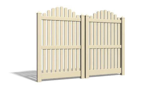 6' Tall x 8' Wide Double Drive Swing Vinyl Gate For Vinyl Fences (AFC-012) - Tan