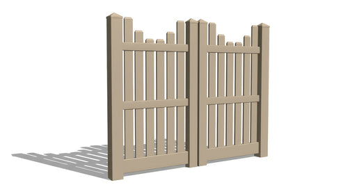6' Tall x 6' Wide Double Drive Swing Vinyl Gate For Vinyl Fences (AFC-013) - Adobe