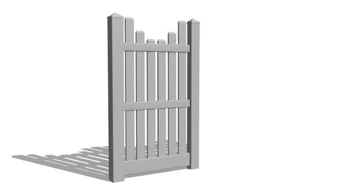 6' Tall x 3' Wide Single Swing Vinyl Gate For Vinyl Fences (AFC-013) - Light Gray
