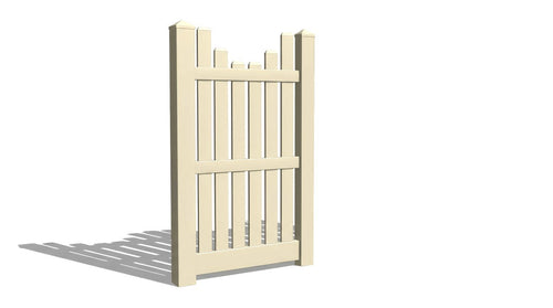 6' Tall x 3' Wide Single Swing Vinyl Gate For Vinyl Fences (AFC-013) - Tan