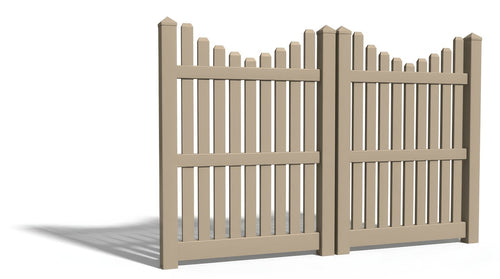 6' Tall x 8' Wide Double Drive Swing Vinyl Gate For Vinyl Fences (AFC-013) - Adobe
