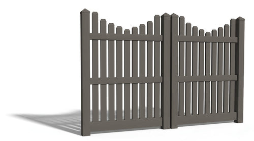 6' Tall x 8' Wide Double Drive Swing Vinyl Gate For Vinyl Fences (AFC-013) - Dark Gray