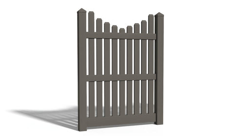 6' Tall x 4' Wide Single Swing Vinyl Gate For Vinyl Fences (AFC-013) - Dark Gray