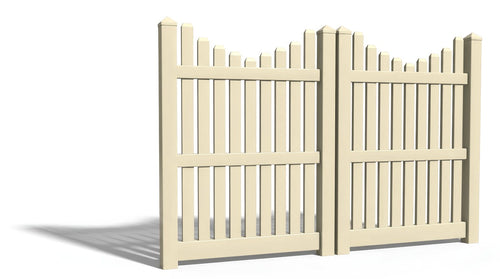 6' Tall x 8' Wide Double Drive Swing Vinyl Gate For Vinyl Fences (AFC-013) - Tan