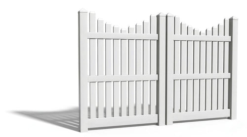 6' Tall x 8' Wide Double Drive Swing Vinyl Gate For Vinyl Fences (AFC-013) - White