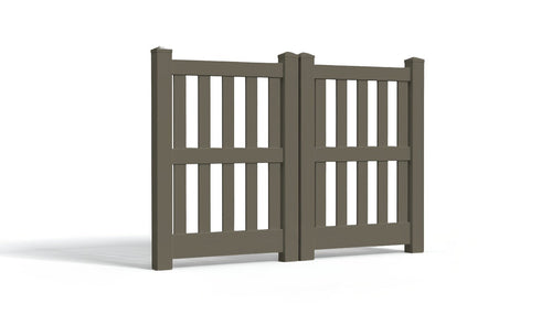 5' Tall x 6' Wide Double Drive Swing Vinyl Gate For Vinyl Fences (AFC-014) - Dark Gray