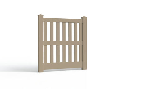 5' Tall x 4' Wide Single Swing Vinyl Gate For Vinyl Fences (AFC-014) - Adobe