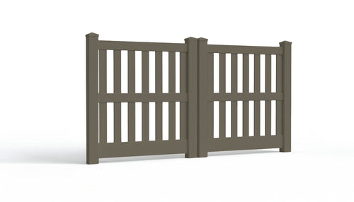 5' Tall x 8' Wide Double Drive Swing Vinyl Gate For Vinyl Fences (AFC-014) - Dark Gray