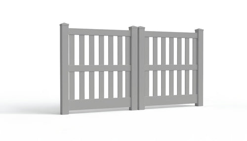 5' Tall x 8' Wide Double Drive Swing Vinyl Gate For Vinyl Fences (AFC-014) - Light Gray