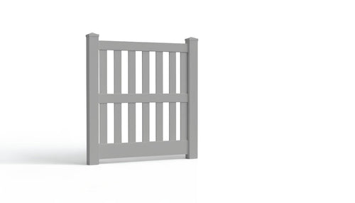 5' Tall x 4' Wide Single Swing Vinyl Gate For Vinyl Fences (AFC-014) - Light Gray