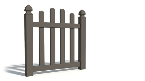 4' Tall x 3' Wide Single Swing Vinyl Gate For Vinyl Fences (AFC-016) - Dark Gray