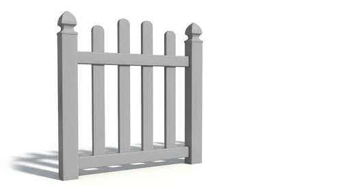 4' Tall x 3' Wide Single Swing Vinyl Gate For Vinyl Fences (AFC-016) - Light Gray