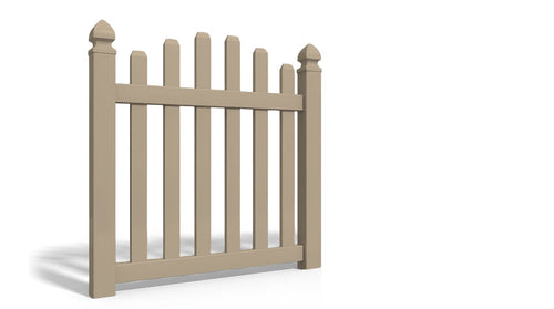 4' Tall x 4' Wide Single Swing Vinyl Gate For Vinyl Fences (AFC-016) - Adobe