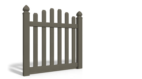 4' Tall x 4' Wide Single Swing Vinyl Gate For Vinyl Fences (AFC-016) - Dark Gray