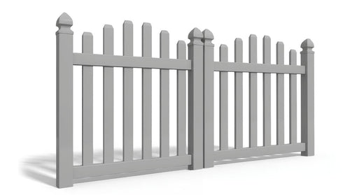 4' Tall x 8' Wide Double Drive Swing Vinyl Gate For Vinyl Fences (AFC-016) - Light Gray