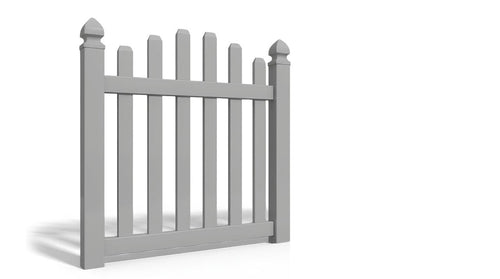 4' Tall x 4' Wide Single Swing Vinyl Gate For Vinyl Fences (AFC-016) - Light Gray