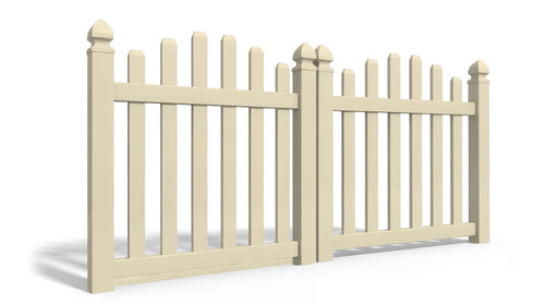 4' Tall x 8' Wide Double Drive Swing Vinyl Gate For Vinyl Fences (AFC-016) - Tan