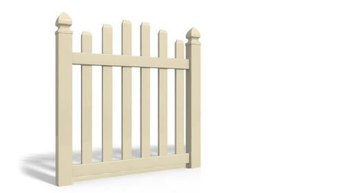 4' Tall x 4' Wide Single Swing Vinyl Gate For Vinyl Fences (AFC-016) - Tan