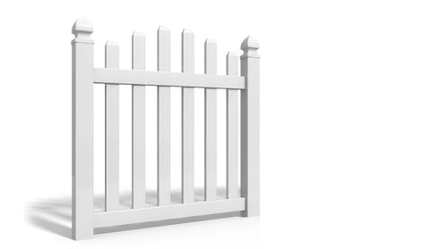 4' Tall x 4' Wide Single Swing Vinyl Gate For Vinyl Fences (AFC-016) - White