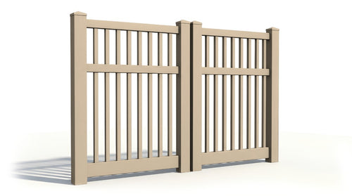 6' Tall x 6' Wide Double Drive Swing Vinyl Gate For Vinyl Fences (AFC-017) - Adobe