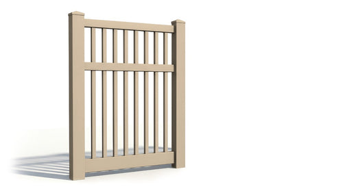 6' Tall x 3' Wide Single Swing Vinyl Gate For Vinyl Fences (AFC-017) - Adobe